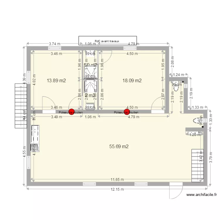 RdC avant travaux. Plan de 