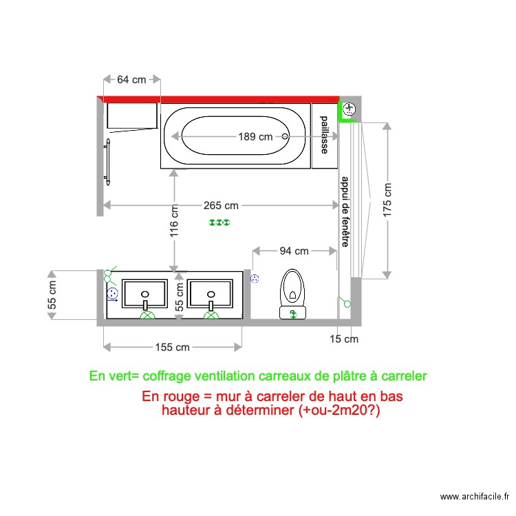 SDB étage 30 décembre 2020. Plan de 0 pièce et 0 m2