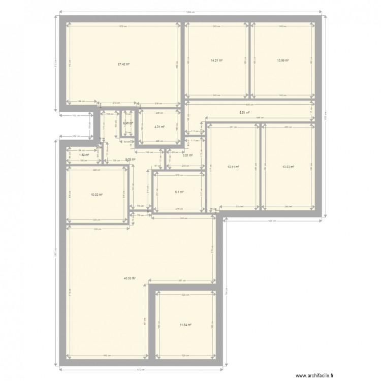 plan 26/06. Plan de 15 pièces et 182 m2