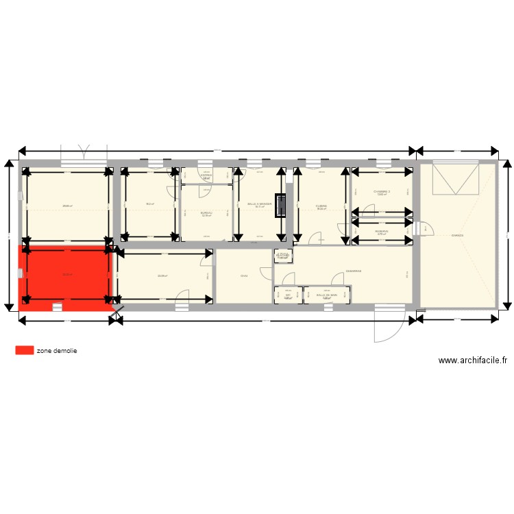 PLAN INITIAL demolition. Plan de 0 pièce et 0 m2