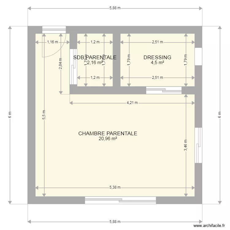 CHAMBRE PARENTALE. Plan de 