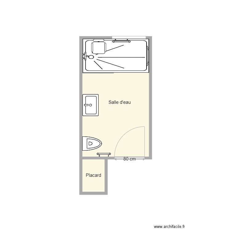 plan après travaux Le roux 2. Plan de 2 pièces et 6 m2