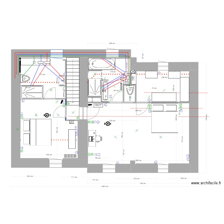 Etage  - ECS. Plan de 1 pièce et 0 m2