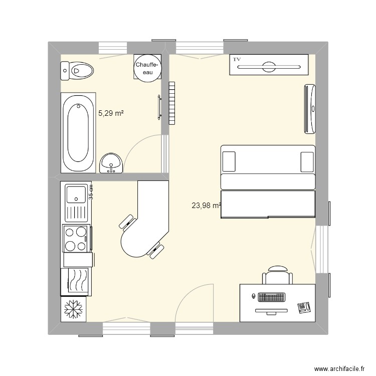 Studio (baignoire). Plan de 0 pièce et 0 m2