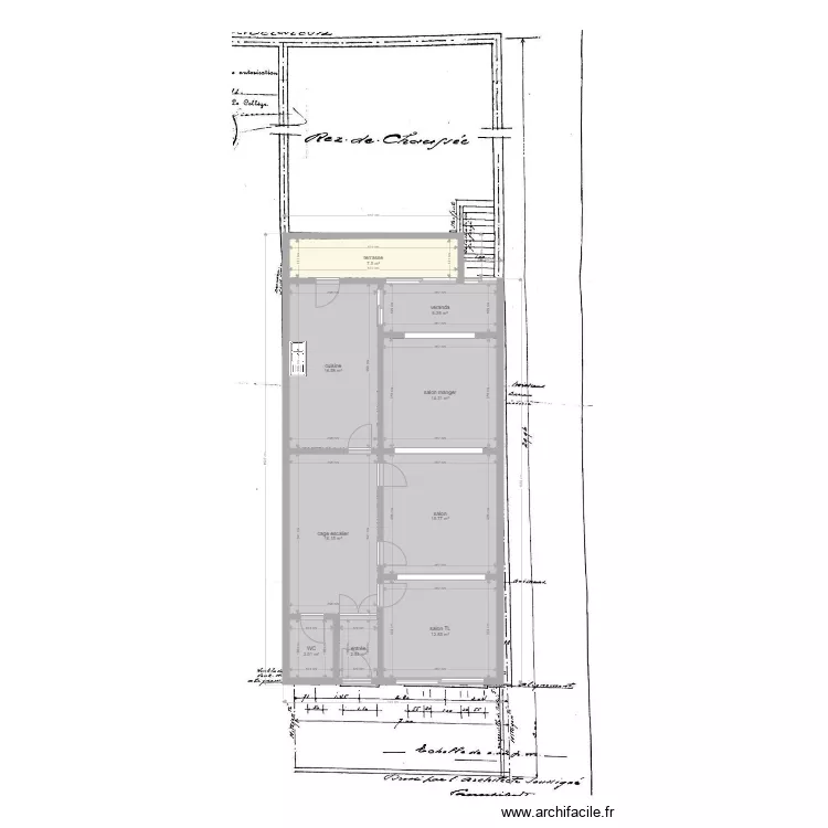 plan RDC BXL pi&egrave;ces base clemence. Plan de 