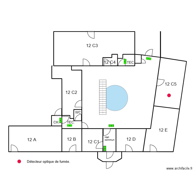 12 C5 rez.. Plan de 14 pièces et 203 m2