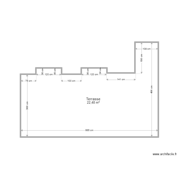 HUCTEAU. Plan de 1 pièce et 22 m2