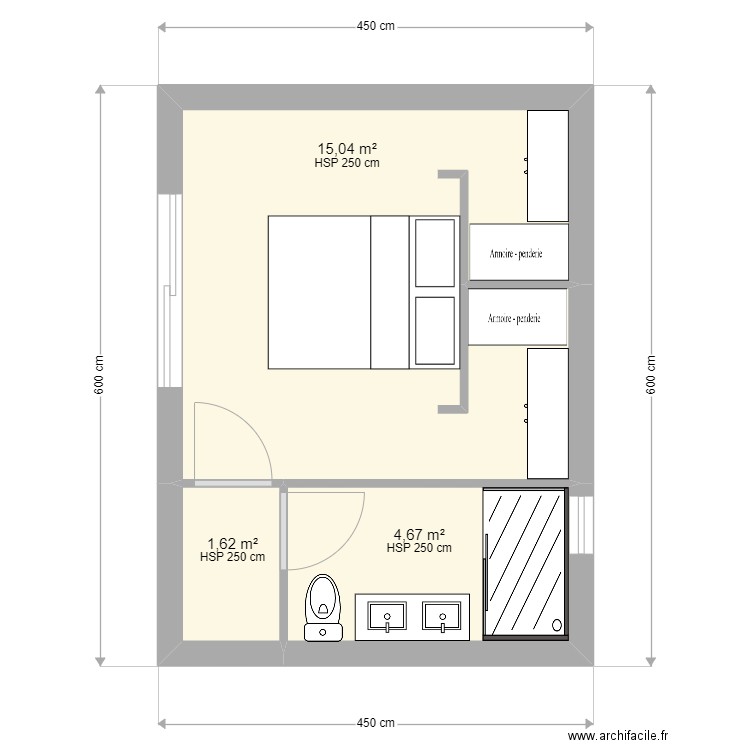 FR MESLIN. Plan de 3 pièces et 21 m2