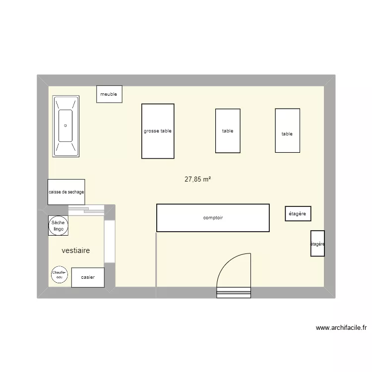 salon de toilettage. Plan de 