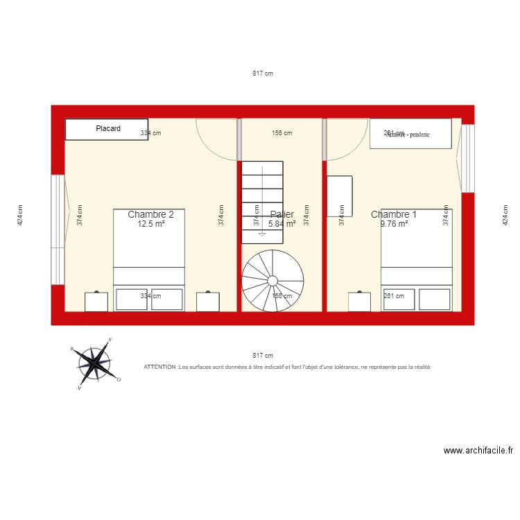 BI 2137 1er étage coté. Plan de 0 pièce et 0 m2