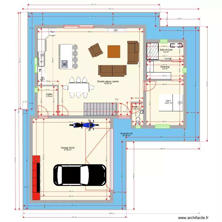 Plan avec Etage 119m2 bis. Plan de 