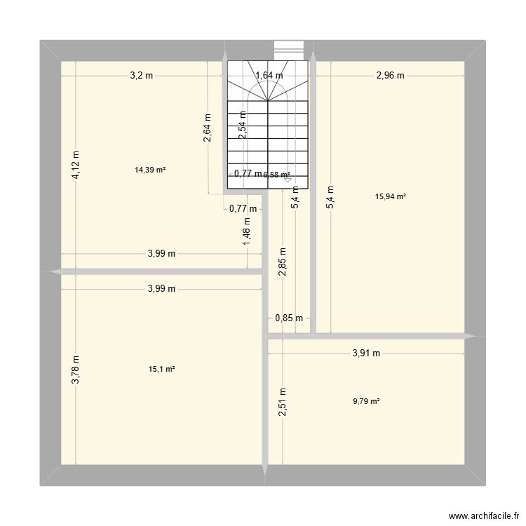 2ème étage Projet 2. Plan de 5 pièces et 62 m2