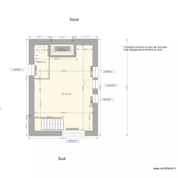 Maison carr&eacute;e RdCH. Plan de 