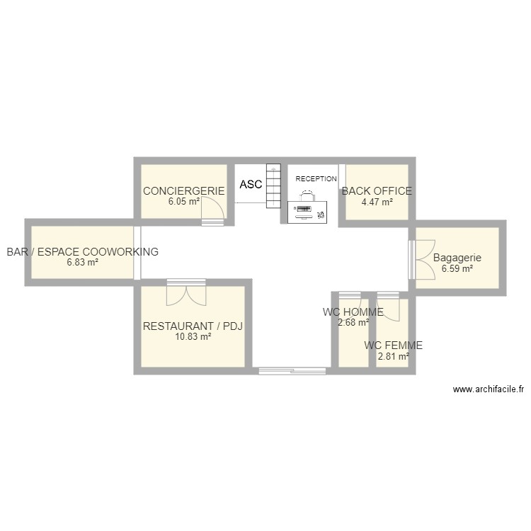 Lobby hotel 5étoiles. Plan de 0 pièce et 0 m2