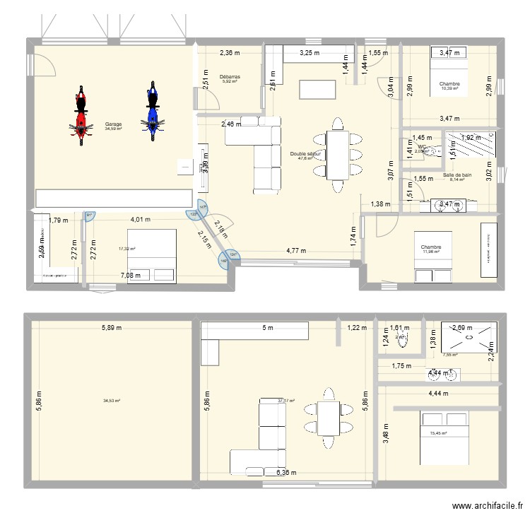 maison avec garage. Plan de 13 pièces et 235 m2