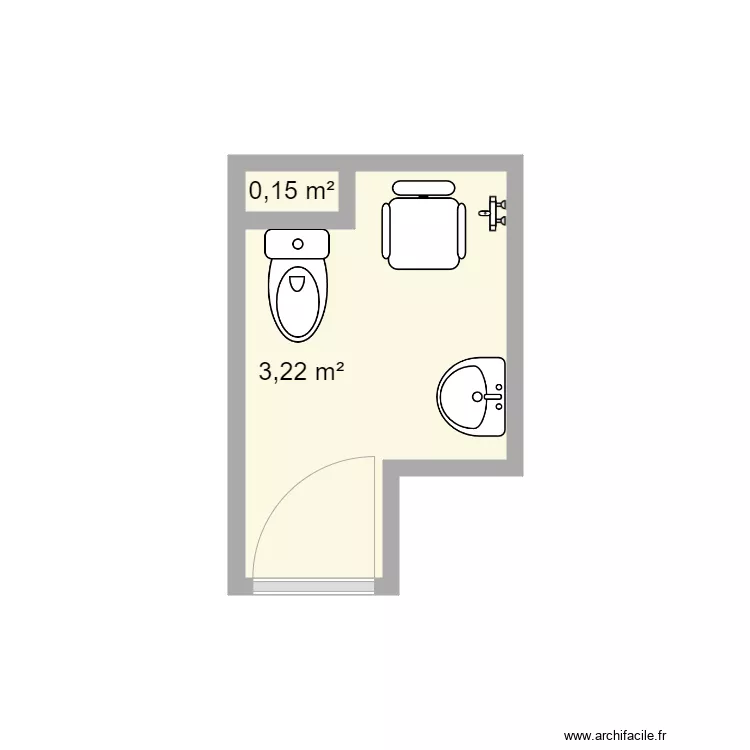 Rolet SDB exitant. Plan de 