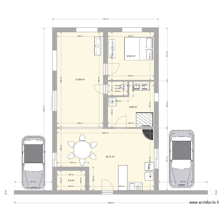 teddy/marin. Plan de 6 pièces et 71 m2