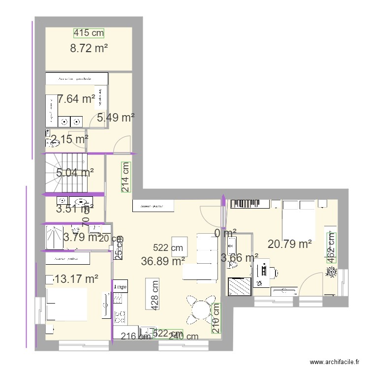 RDJ Jacqueline  aménagé 2 chambres V4 sans côtes. Plan de 0 pièce et 0 m2