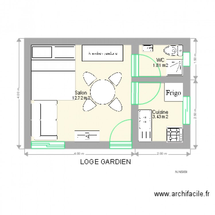 loge gardien. Plan de 0 pièce et 0 m2