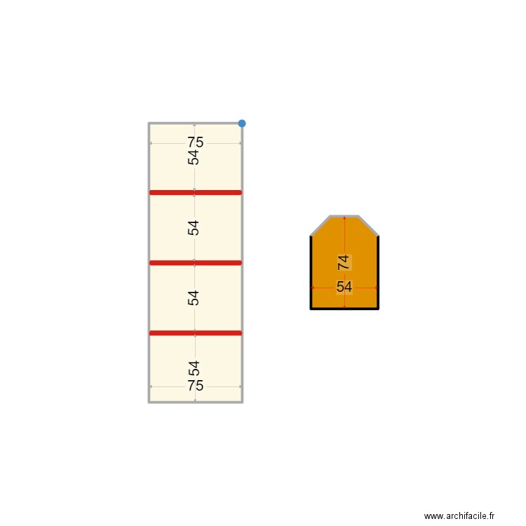 Poutre 03. Plan de 5 pièces et 2 m2