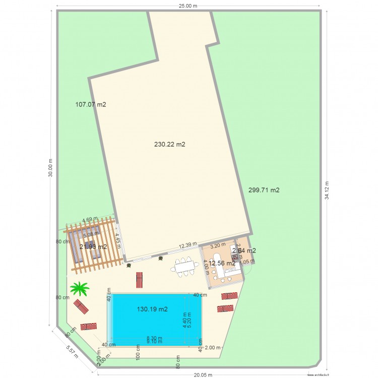 PISCINE MONDONVILLE PROJET III. Plan de 7 pièces et 804 m2