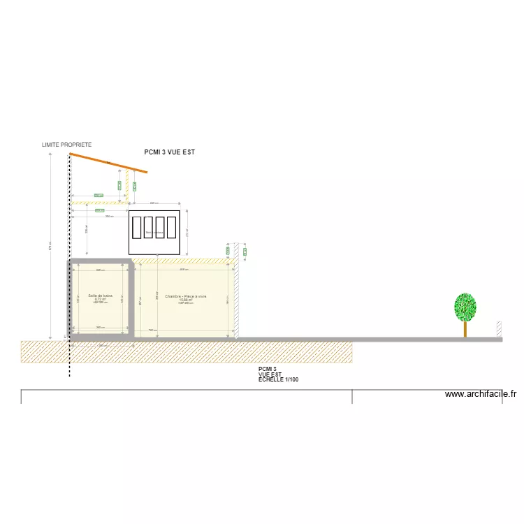 PCMI 3 AXE DE COUPE FACE EST. Plan de 