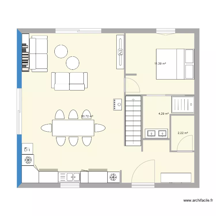 Maison 70m2 au sol. Plan de 