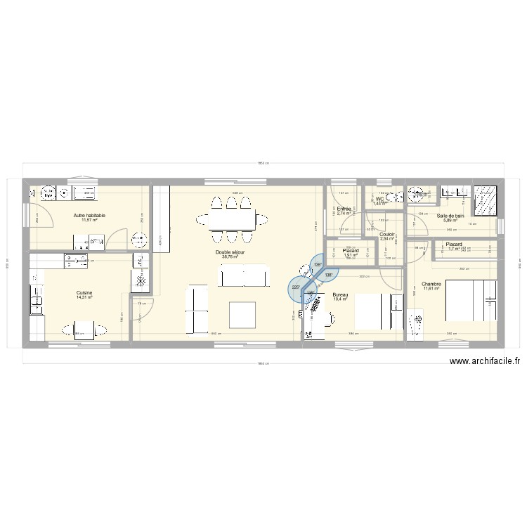 Atelier. Plan de 12 pièces et 104 m2