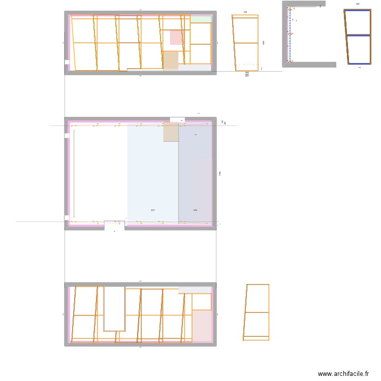 Cloison Oblique - x10 - Panneau iso - V4.2. Plan de 2 pièces et 3061 m2