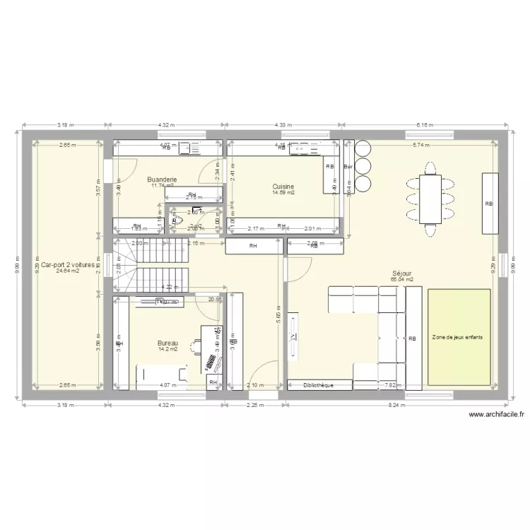 Maison RDC 13. Plan de 