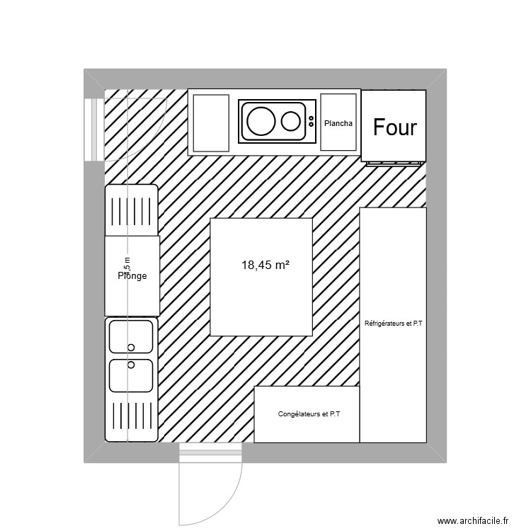 cuisine de AGS. Plan de 1 pièce et 18 m2