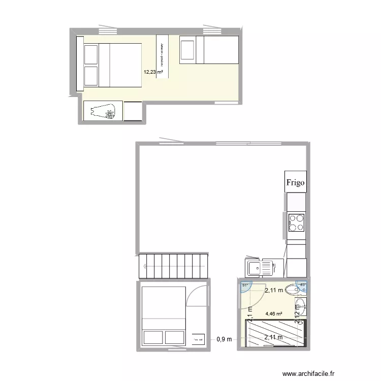 palavas1b. Plan de 2  et 17 m²