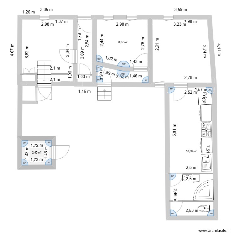 Saint Christ. Plan de 4 pièces et 32 m2