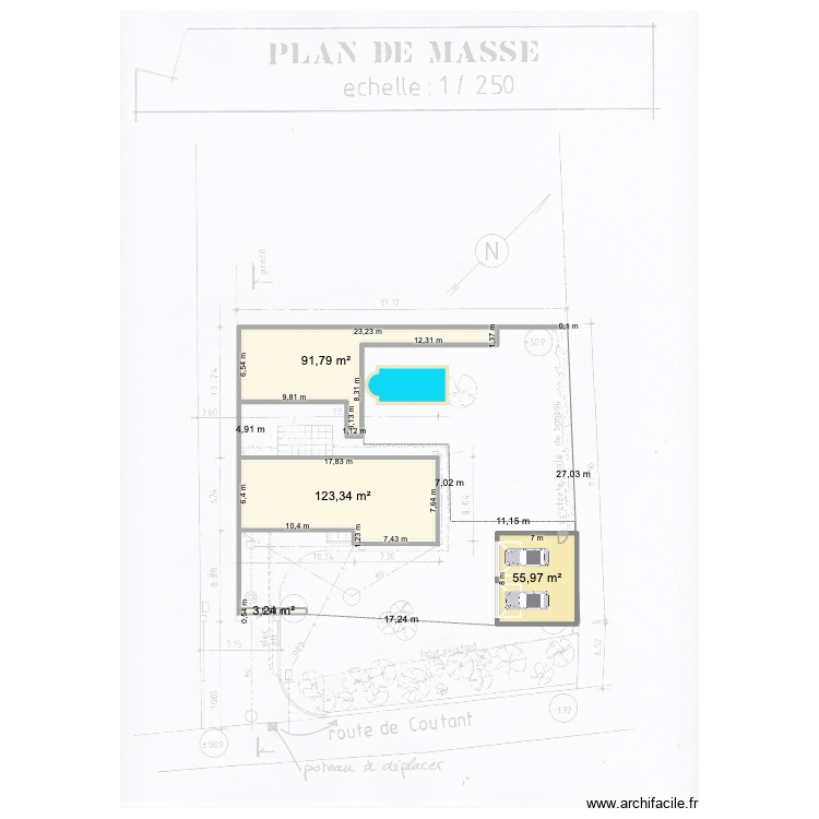 maison et garage. Plan de 0 pièce et 0 m2