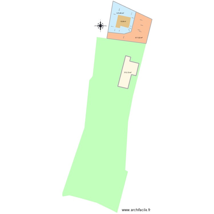 Cadastre V2. Plan de 3 pièces et 1461 m2