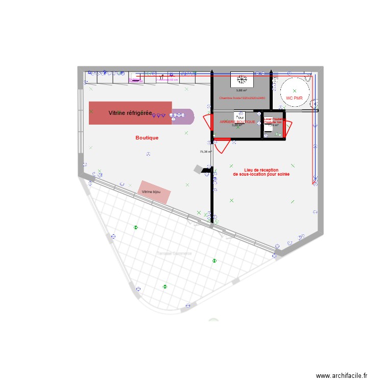 Local V17. Plan de 4 pièces et 86 m2