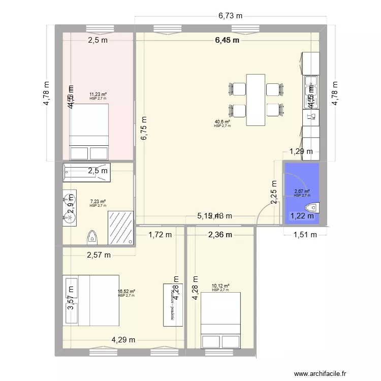 Ritz. Plan de 6  et 88 m²
