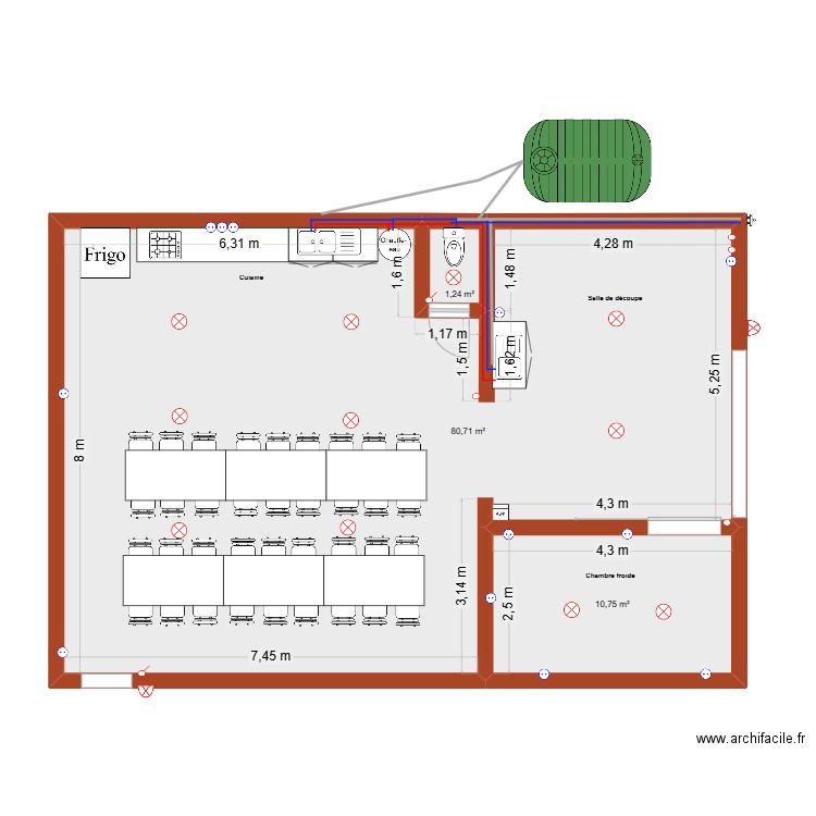 acca. Plan de 3 pièces et 93 m2
