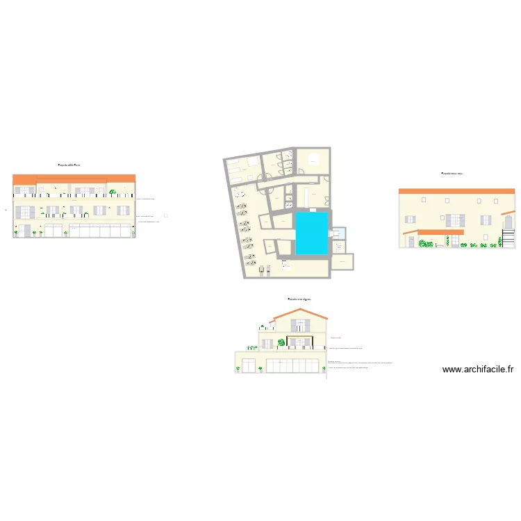 WELLNESS Ana&iuml;s avec extension enduit  croisillons baies. Plan de 