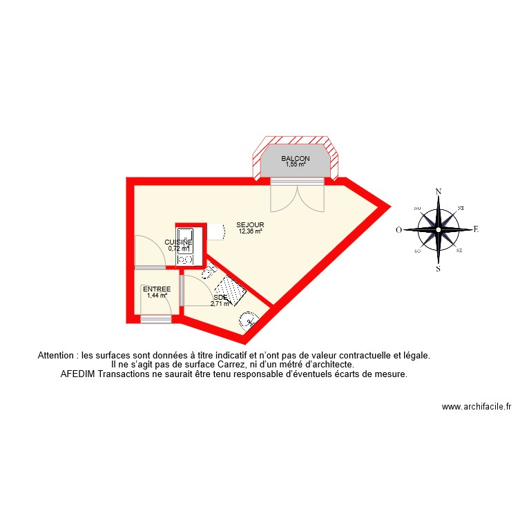 BI 7079 . Plan de 5 pièces et 19 m2