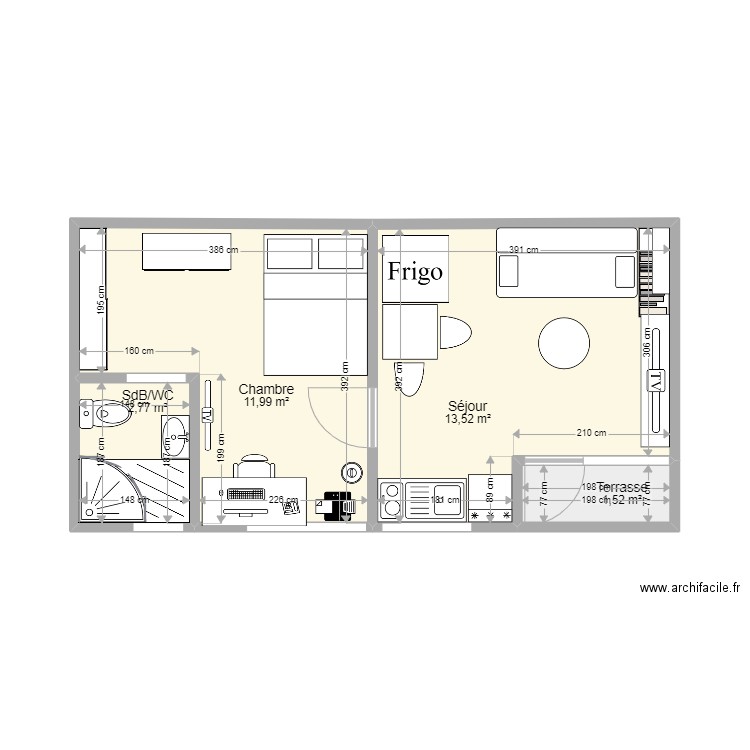 Maison IBALICO Bzv. Plan de 4 pièces et 30 m2