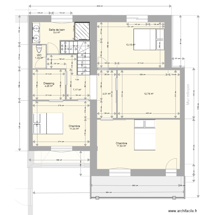 RdC Base Permis. Plan de 14 pièces et 158 m2