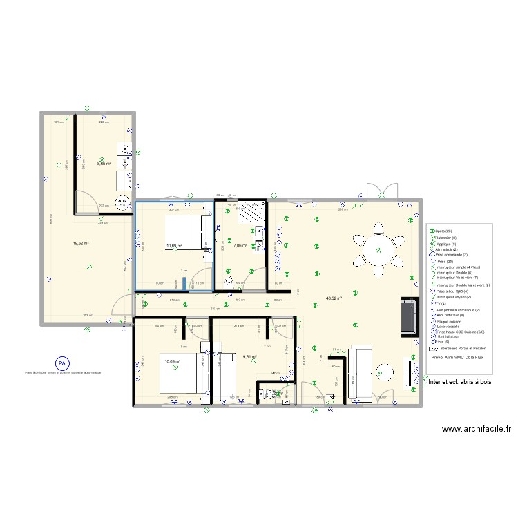 DAd et Mum DAHAN. Plan de 8 pièces et 115 m2