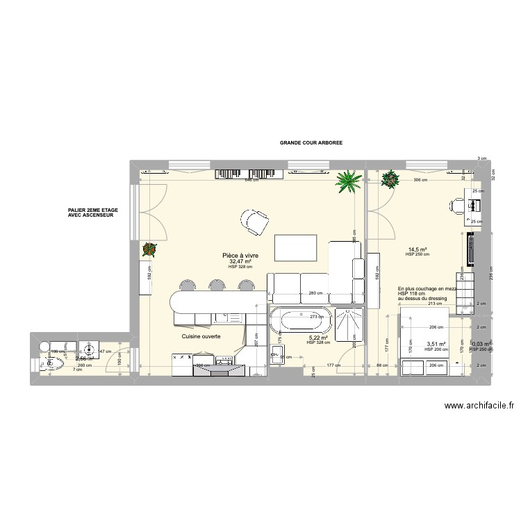 ALAIN 108 FM V1. Plan de 6 pièces et 58 m2