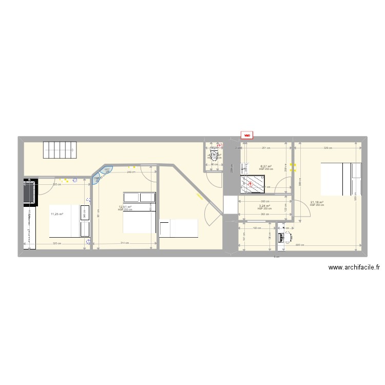 grenier PONT BIHAN V1. Plan de 6 pièces et 56 m2