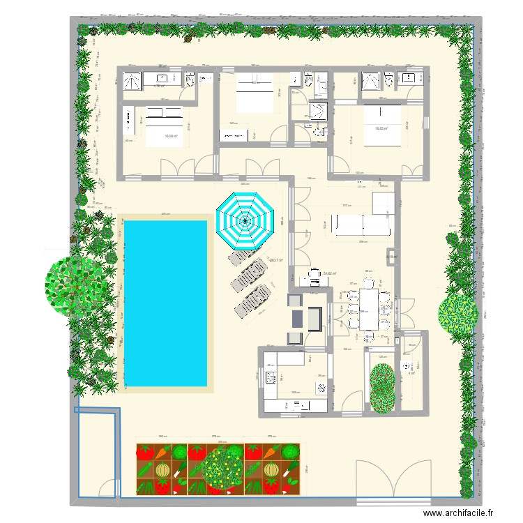 Maison Ghazoua. Plan de 8 pièces et 534 m2