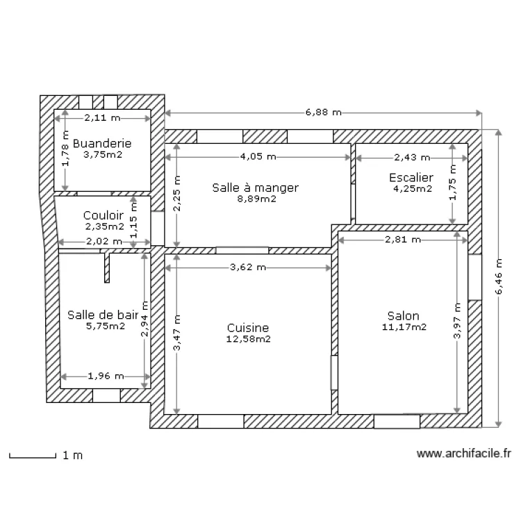 Maison RdC. Plan de 