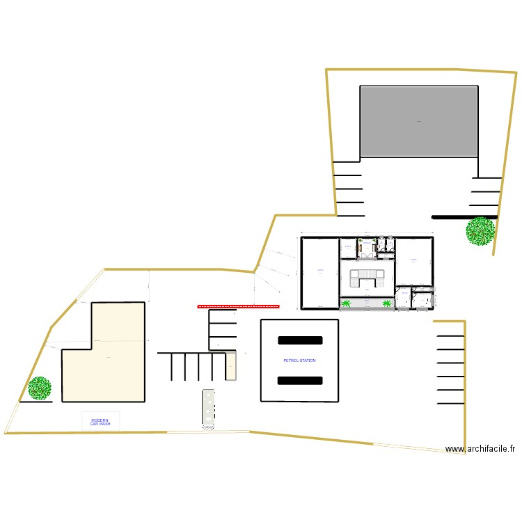 PETROL STATION / LAYOUT FIRST FLOOR 5 COTES. Plan de 76 pièces et 2357 m2