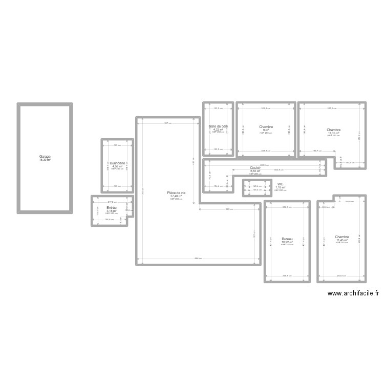Plan au sol - Villa12. Plan de 11 pièces et 115 m2