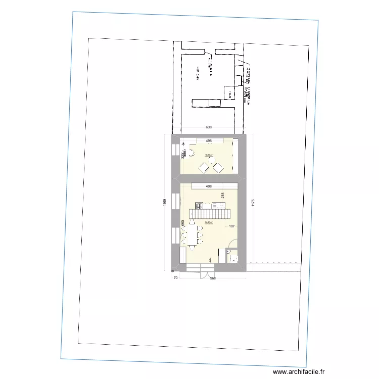 V1_long&egrave;re-escalier milieu. Plan de 